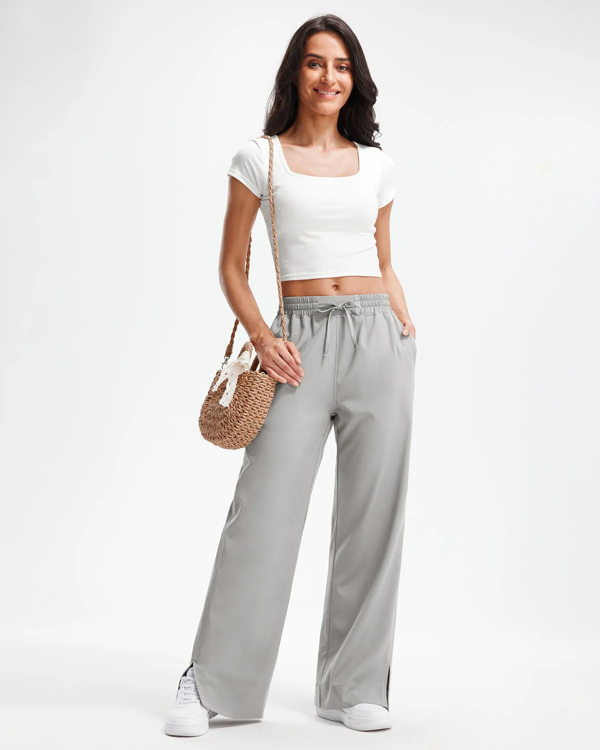 Libin Women's 27" High Waist Loose Casual  Wide Leg Pants