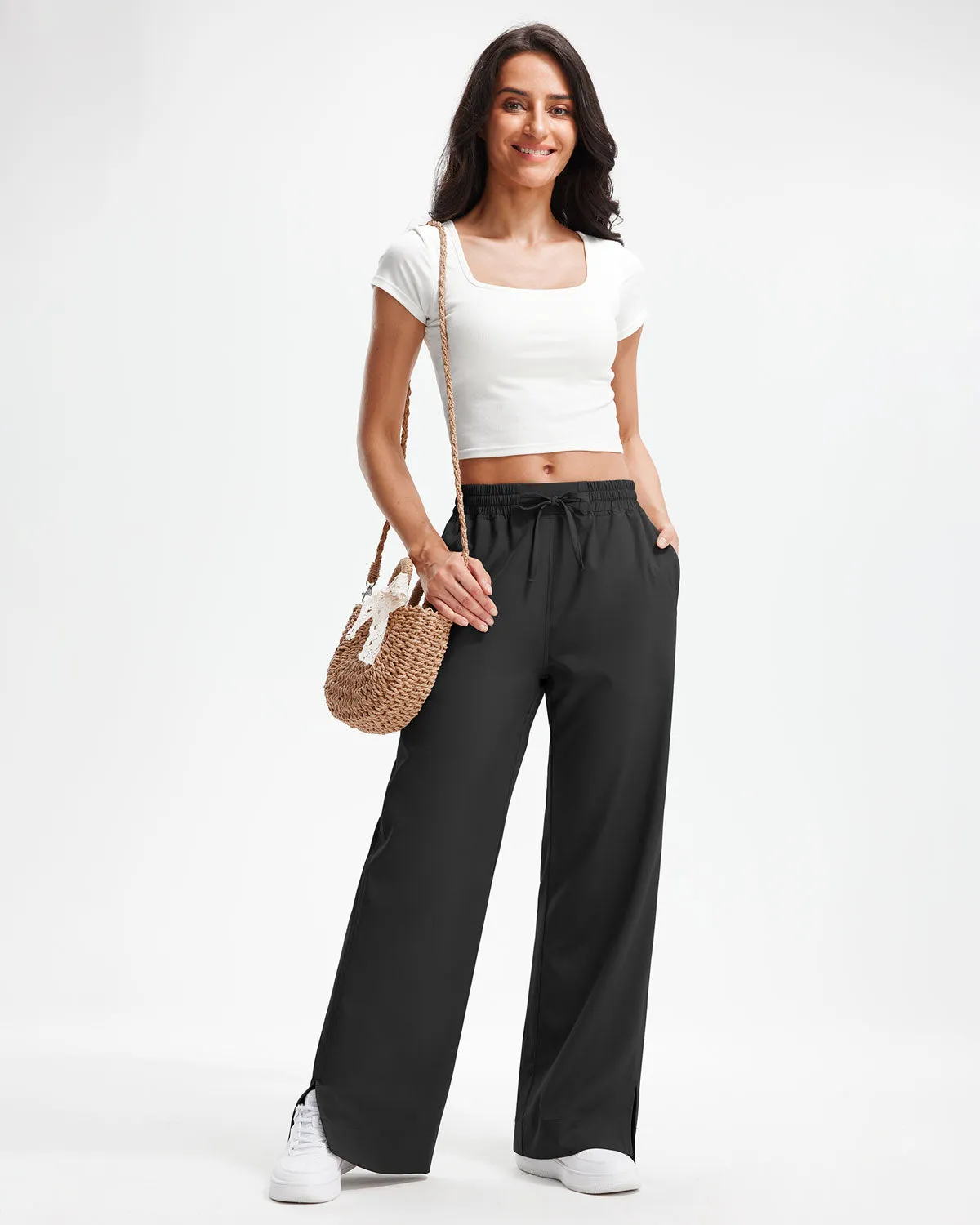 Libin Women's 27" High Waist Loose Casual  Wide Leg Pants