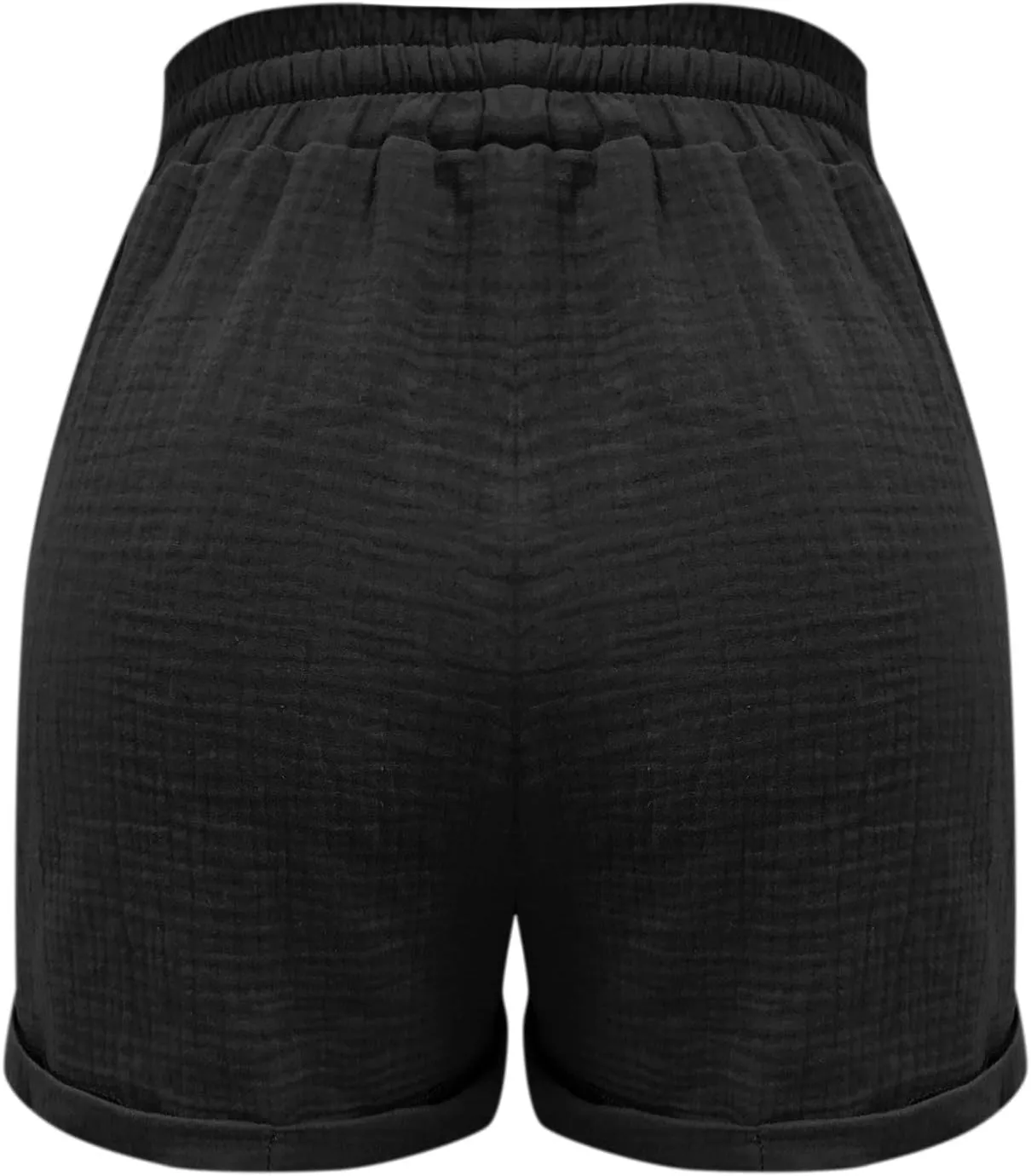 Linen Shorts for Women Drawstring High Waisted Plus Size Shorts Summer Vacation Loose Beach Pants with Pockets
