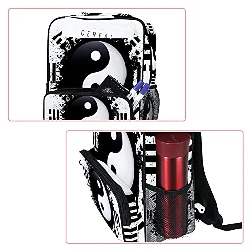 LORVIES Black and White Yin Yang School Bag for Student Bookbag Women Travel Backpack Casual Daypack Travel Hiking Camping