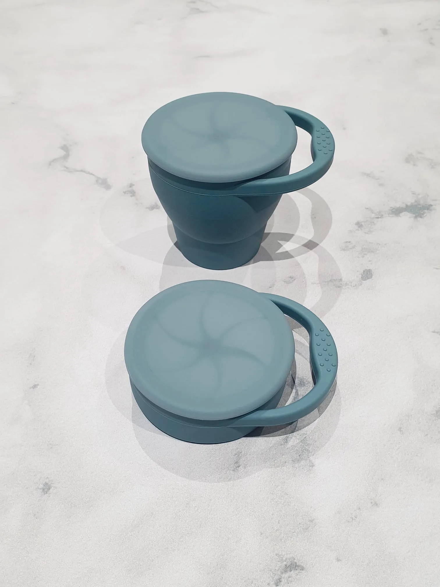 Luna Rose Dusky Blue Collapsible Travel Snack Pot with Lid