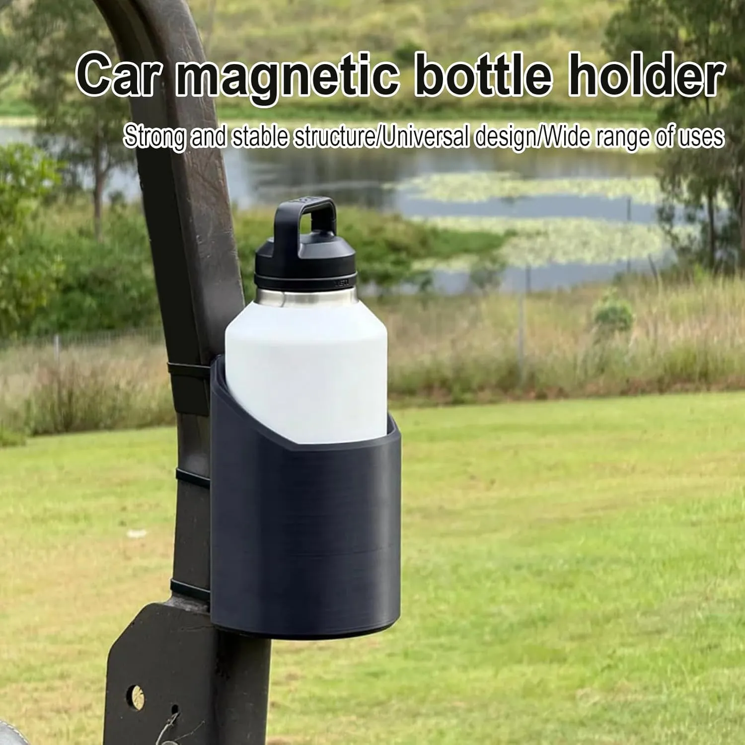 Magnetic Bottle Holder, Big Magnetic Bottle Mounts for 46, 50, 64 Oz, Heavy Duty Magnetic Drink Holder, Portable Magnetic Drink Holder for Tractor Fridge Yacht RV Forklifts Bus Lawnmower Truck (46oz)