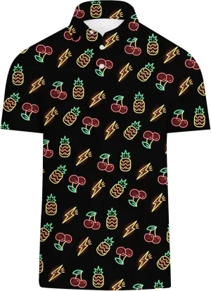 Mens Golf Polo Shirts Short Sleeve Printed Moisture Wicking Casual Shirt