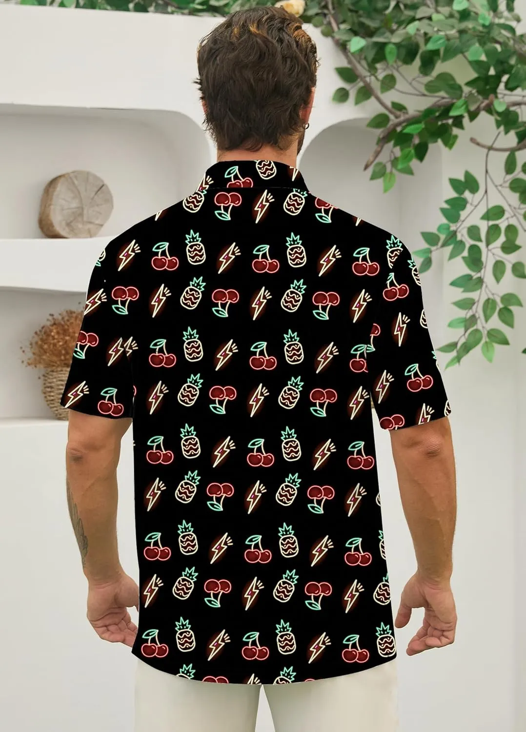 Mens Golf Polo Shirts Short Sleeve Printed Moisture Wicking Casual Shirt