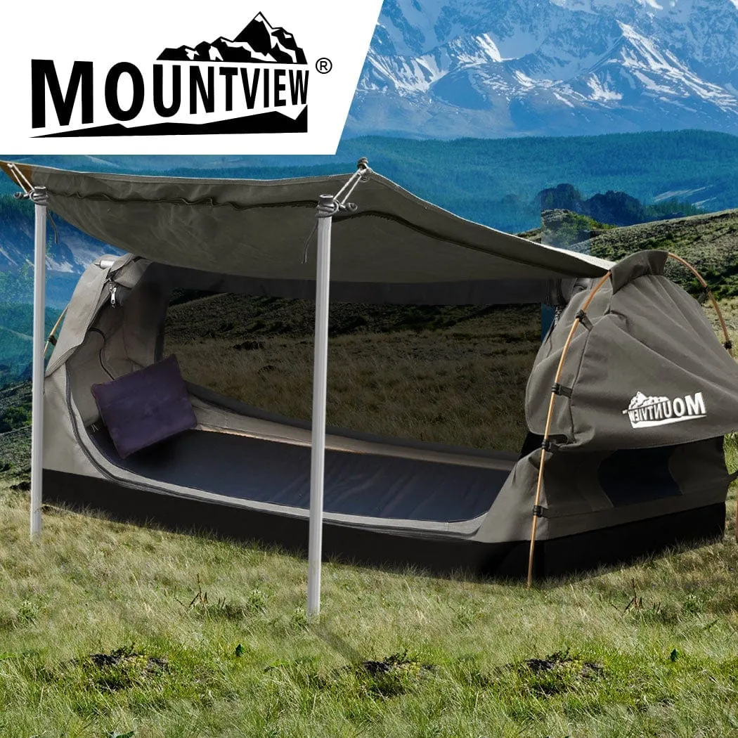 Mountview King Single Swag Camping Swags Canvas Dome Tent Free Standing Grey