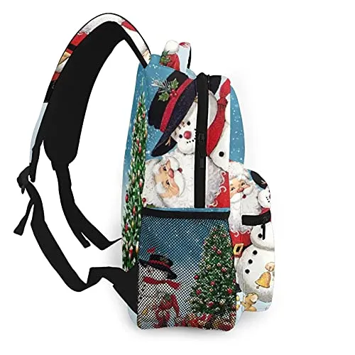 Multi leisure backpack,Christmas Snowman Santa Claus Winter Xmas Tre, travel sports School bag for adult youth College Students