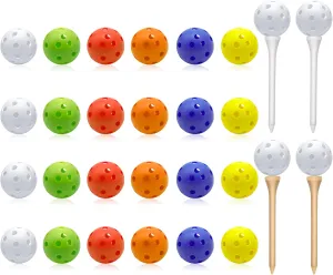 Practice Golf Balls 27-Pack, 42mm Foam Golf Balls with 4 Golf Tees, 6 Colors of Foam Golf Balls for Backyard