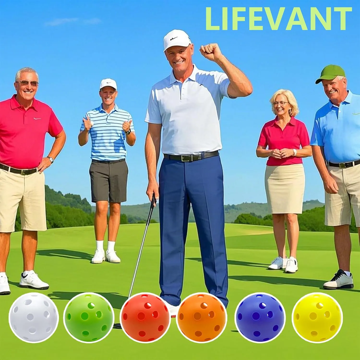 Practice Golf Balls 27-Pack, 42mm Foam Golf Balls with 4 Golf Tees, 6 Colors of Foam Golf Balls for Backyard