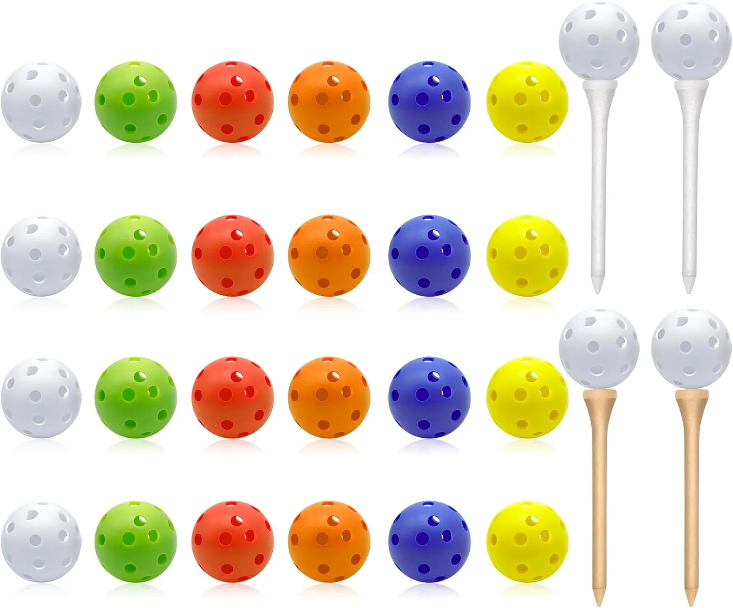 Practice Golf Balls 27-Pack, 42mm Foam Golf Balls with 4 Golf Tees, 6 Colors of Foam Golf Balls for Backyard