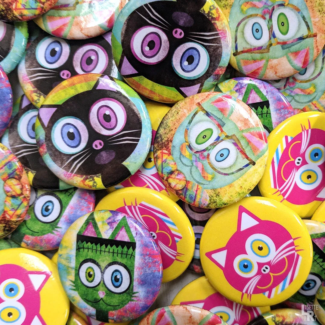 "CMYKat - Magenta Cat" 1.25” Round Pinback Button
