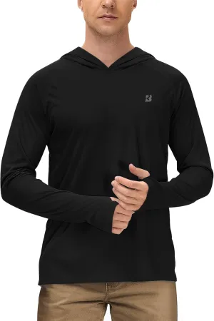 Roadbox Mens UPF 50  Fishing Shirts, Long Sleeve UV Sun Protection Hoodie, Rash Guard for Hiking Running Workout Swimming