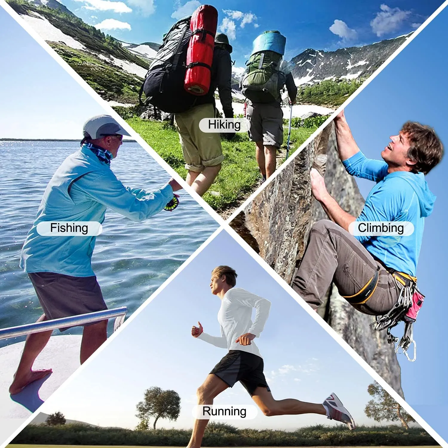 Roadbox Mens UPF 50  Fishing Shirts, Long Sleeve UV Sun Protection Hoodie, Rash Guard for Hiking Running Workout Swimming