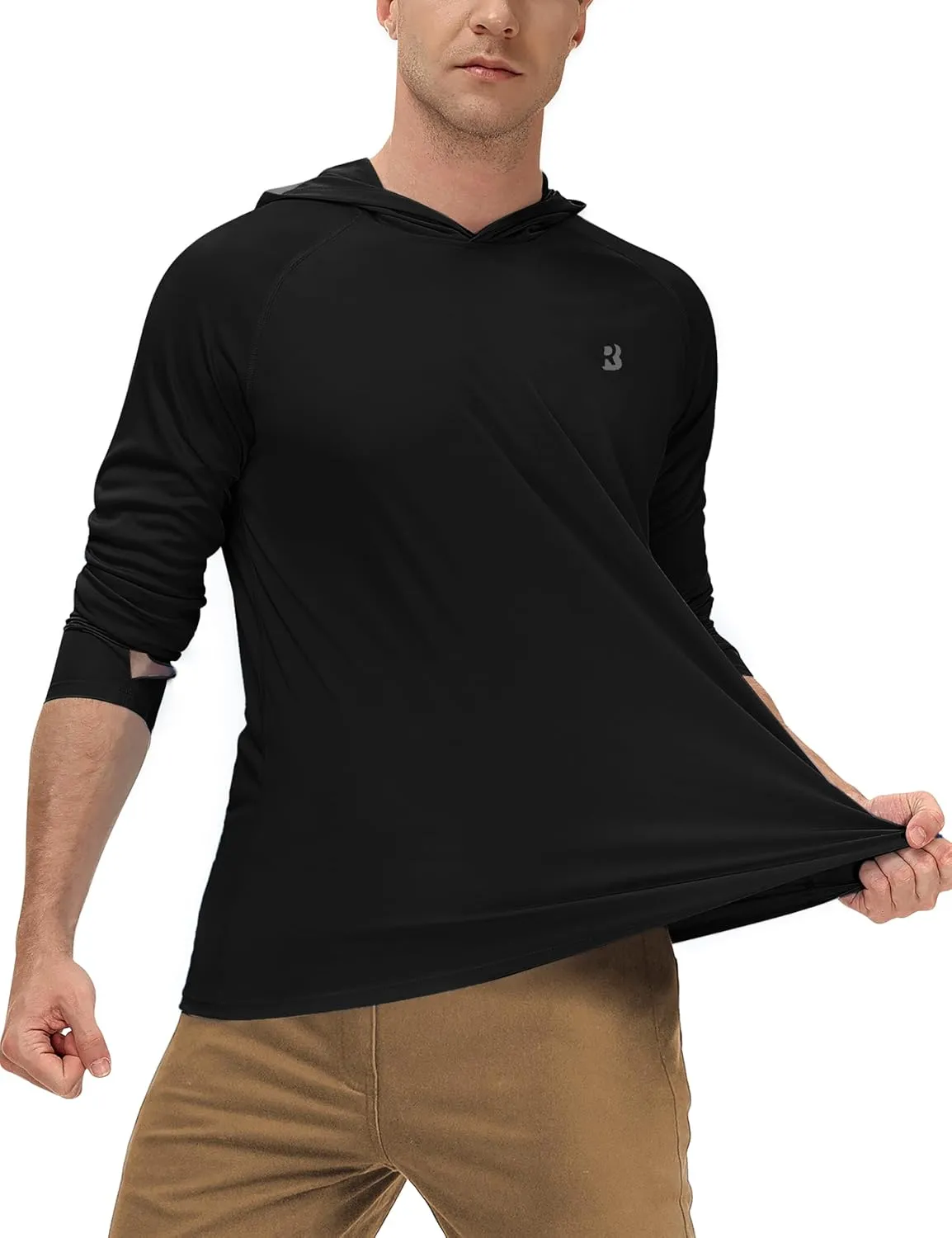 Roadbox Mens UPF 50  Fishing Shirts, Long Sleeve UV Sun Protection Hoodie, Rash Guard for Hiking Running Workout Swimming