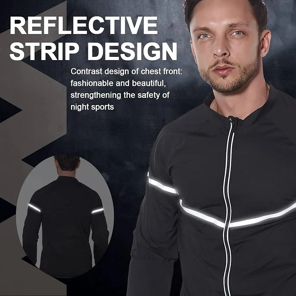 Sauna Suit for Men Sweat - Long Sleeve Shirt Jacket Workout Body Shaper Zipper Top Slimming Fitness Trainer Gym