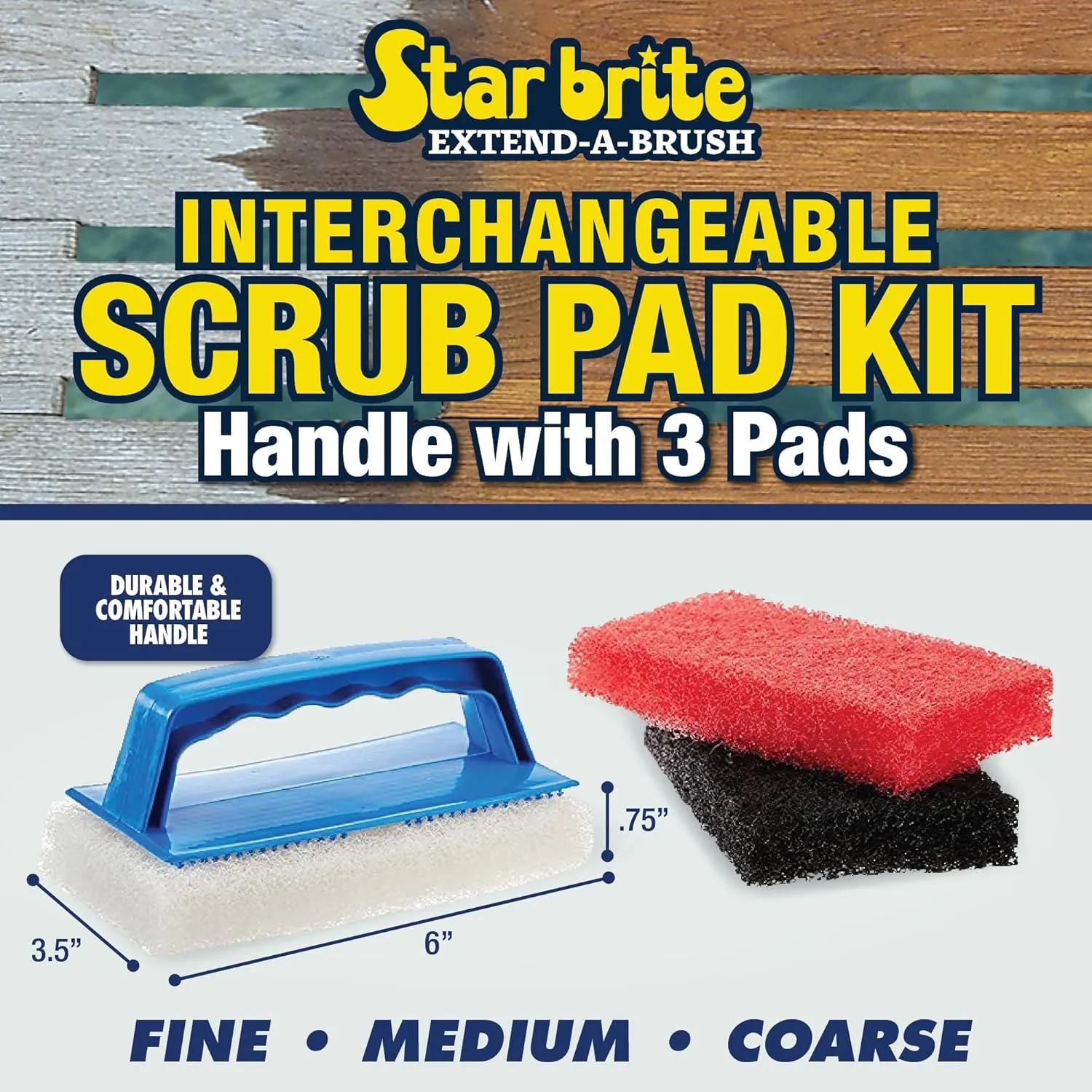STAR BRITE Scrub Kit Handle/3 pads (040023PW)