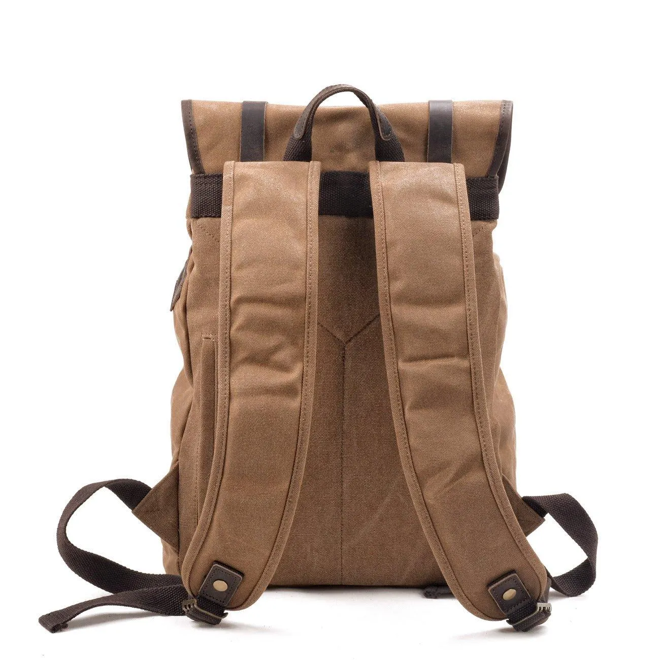 Vintage Waxed Canvas Backpack with Front Pockets