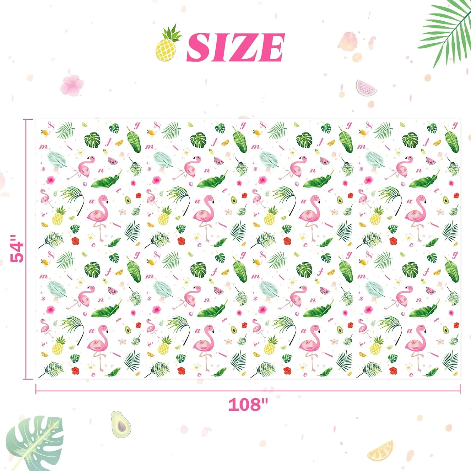 WERNNSAI Flamingo Tablecloth - 2 PCS 108''x 54'' Summer Hawaiian Table Cloths Flamingo Birthday Decorations Tropical Luau Table Cover for Kids Girls Picnic Beach Party