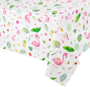 WERNNSAI Flamingo Tablecloth - 2 PCS 108''x 54'' Summer Hawaiian Table Cloths Flamingo Birthday Decorations Tropical Luau Table Cover for Kids Girls Picnic Beach Party