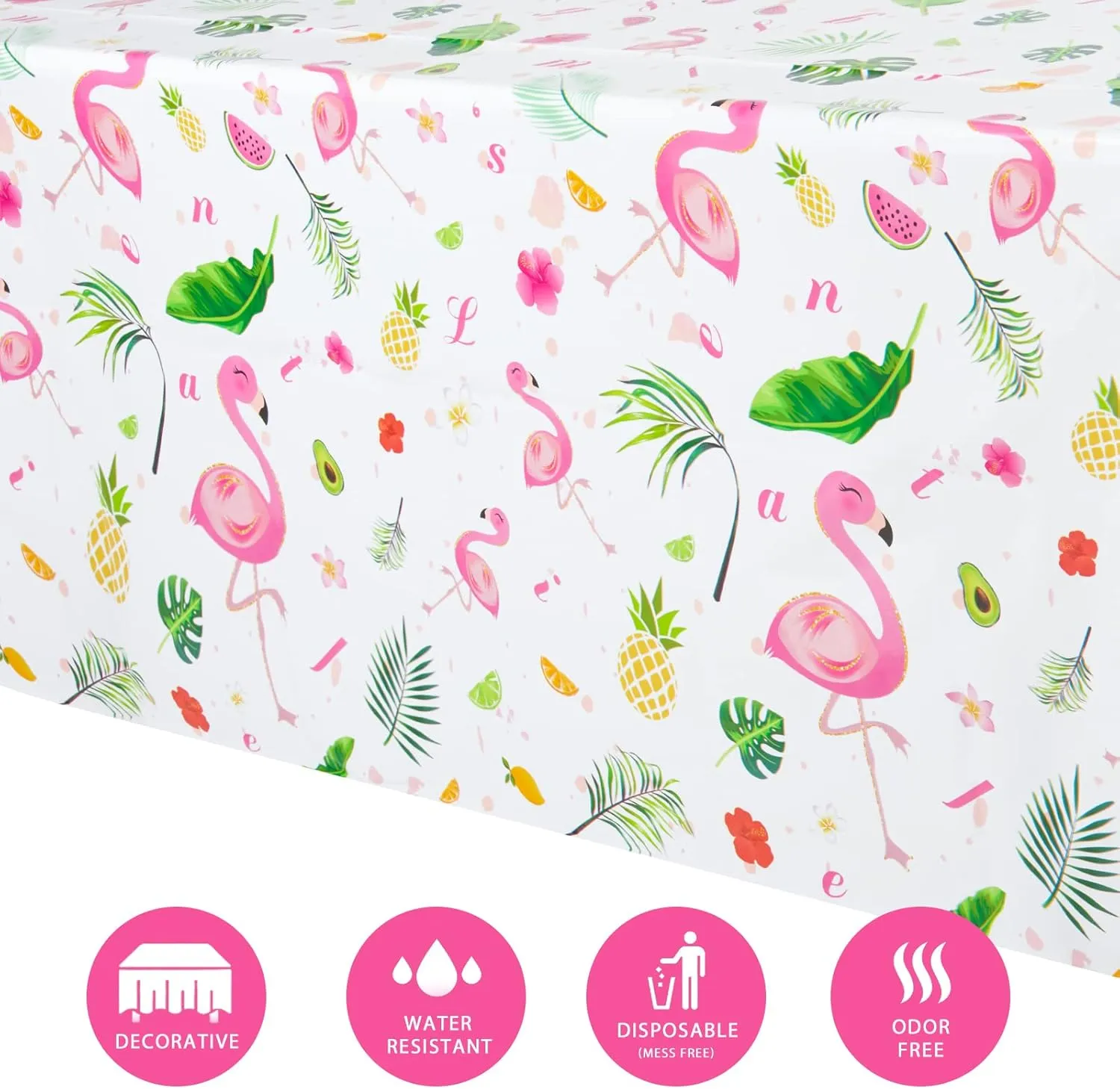 WERNNSAI Flamingo Tablecloth - 2 PCS 108''x 54'' Summer Hawaiian Table Cloths Flamingo Birthday Decorations Tropical Luau Table Cover for Kids Girls Picnic Beach Party
