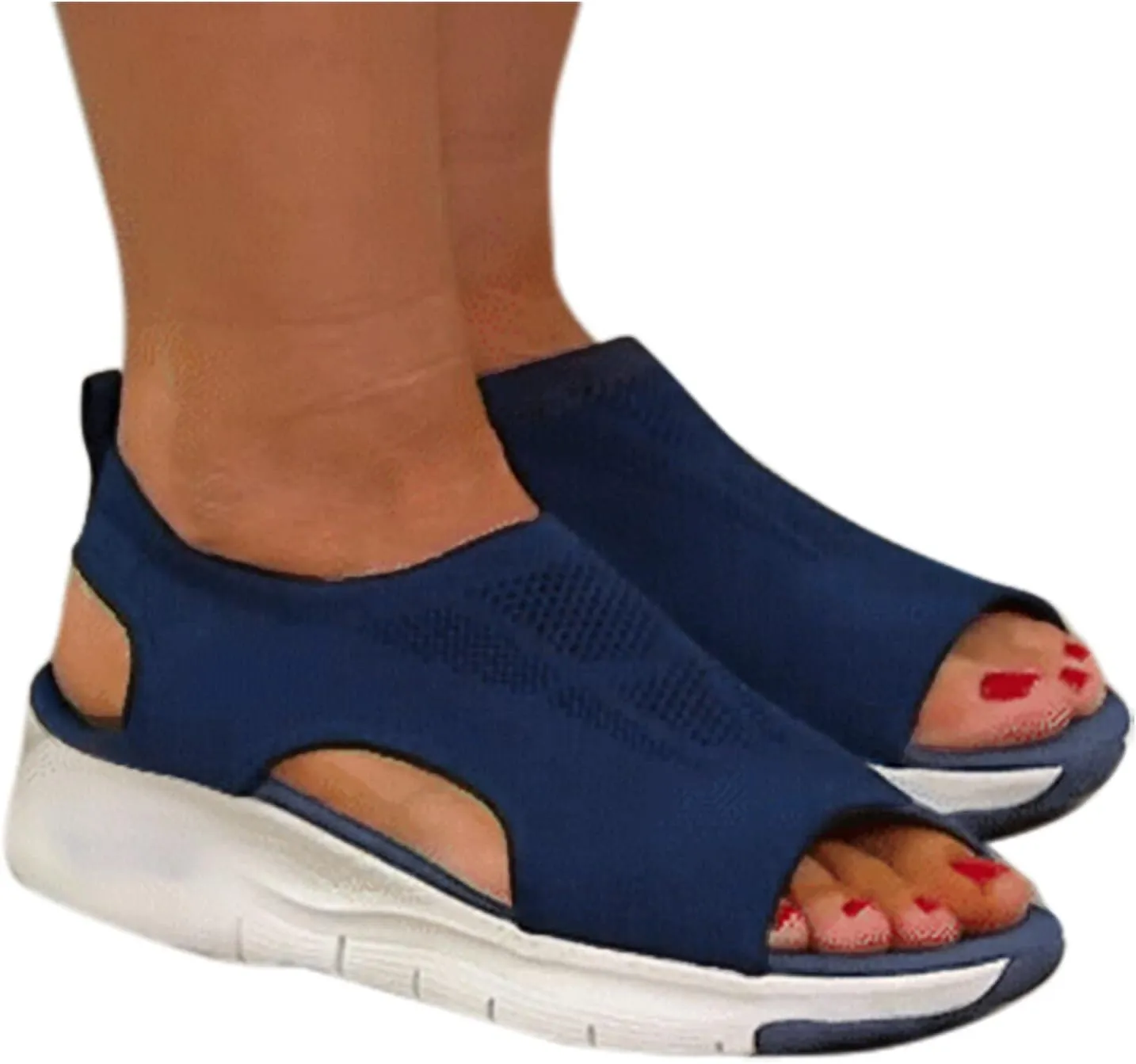 Women Walking Sandals Arch Support Orthotic Comfortable Wedge Platform Casual Open Toe Mesh Sport Sandals Breathable