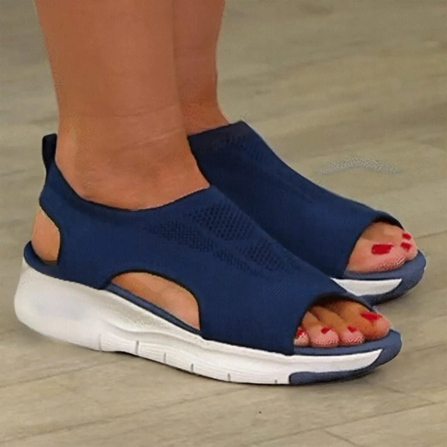 Women Walking Sandals Arch Support Orthotic Comfortable Wedge Platform Casual Open Toe Mesh Sport Sandals Breathable