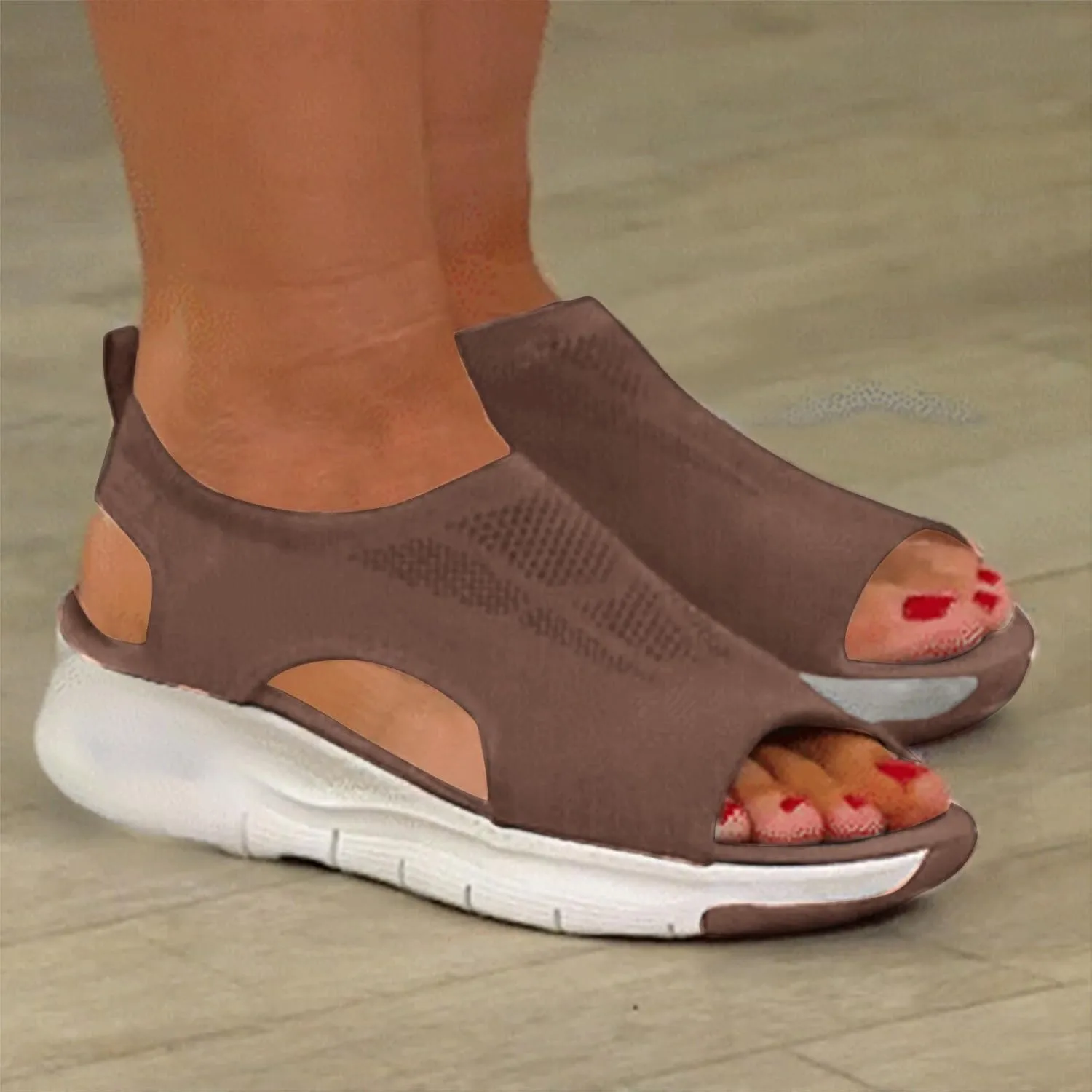 Women Walking Sandals Arch Support Orthotic Comfortable Wedge Platform Casual Open Toe Mesh Sport Sandals Breathable