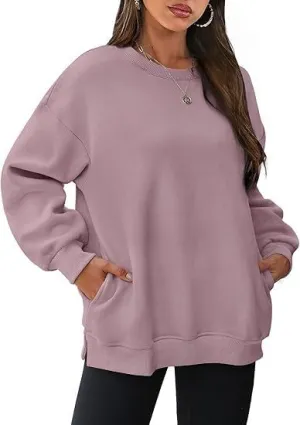 Womens Oversized Sweatshirts Fleece Sweatshirts Long Sleeve Sweaters Pullover Fall Fashion Clothes