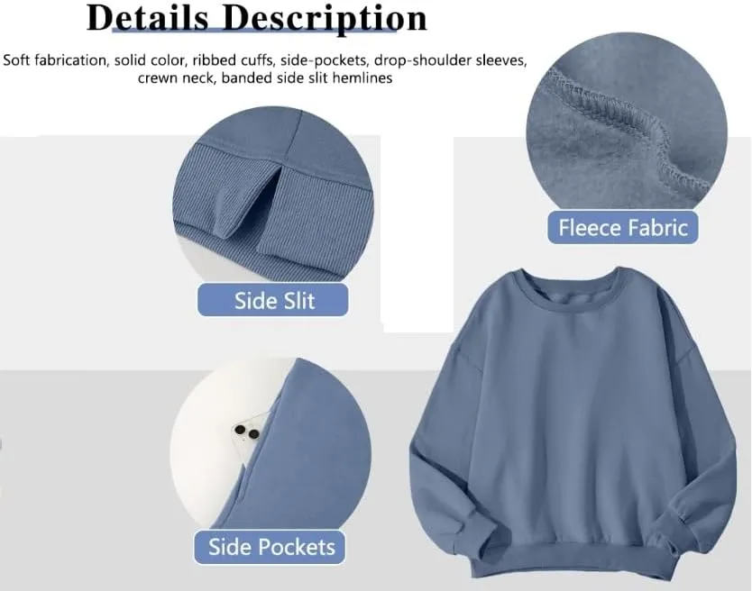 Womens Oversized Sweatshirts Fleece Sweatshirts Long Sleeve Sweaters Pullover Fall Fashion Clothes