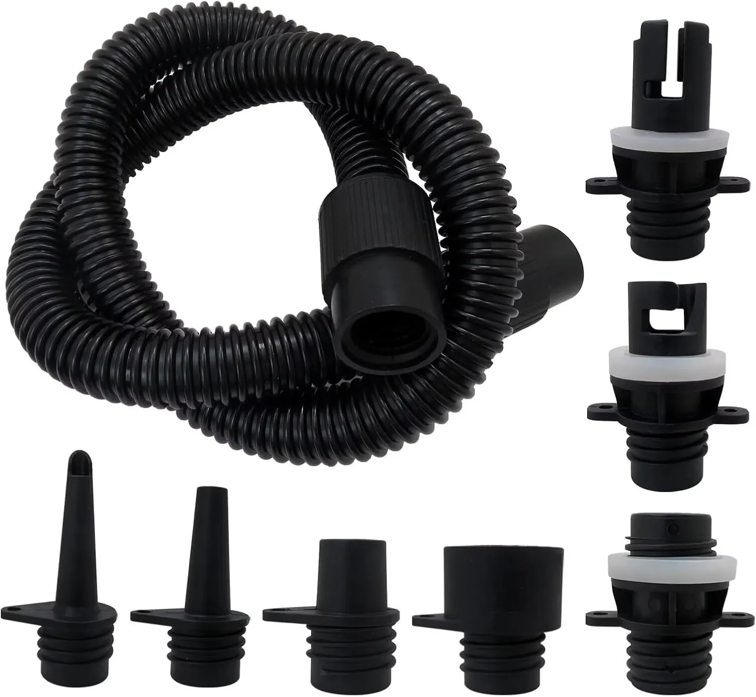 Xspeedonline Paddle Board Pump Adapter Set, 1 Sup Pump Hose 7 Sup Air Nozzles, Sup Pump Replacement Parts, Paddleboard Electric Air Pump Accessories Attachment for Inflatable Boats, Rafts, Kayak