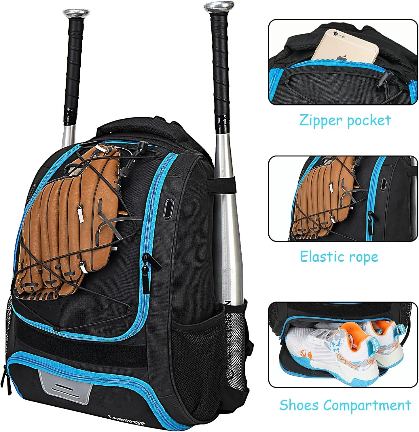 Youth Baseball Bag - Bat Backpack for Baseball, T-Ball & Softball Equipment & Gear, Bat & Glove Holder Gift