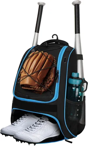 Youth Baseball Bag - Bat Backpack for Baseball, T-Ball & Softball Equipment & Gear, Bat & Glove Holder Gift