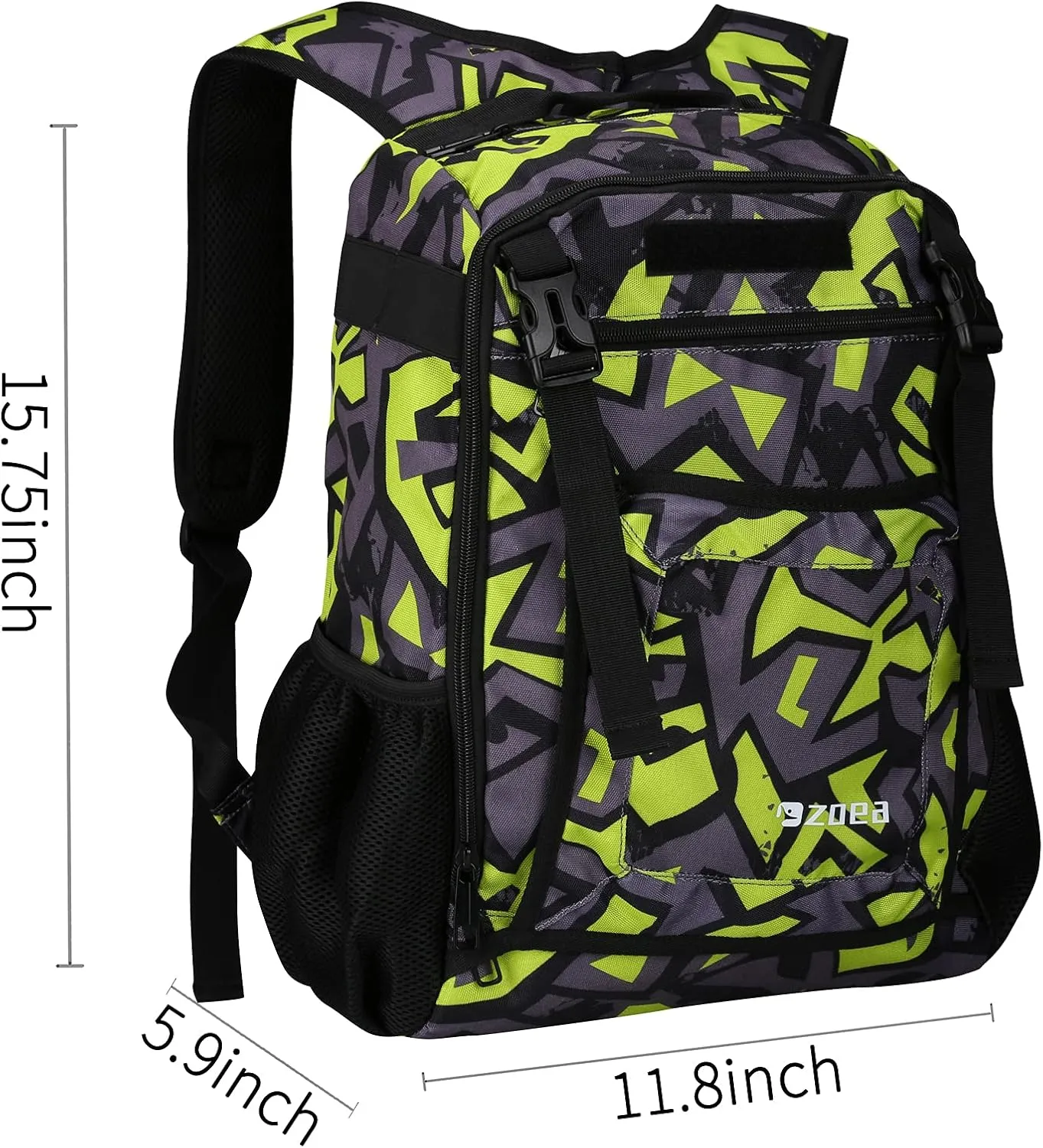 ZOEA Youth Baseball Bat Bag Backpack, T-Ball & Softball Equipment & Gear for Youth, Large Capacity Holds 2 Bats, Helmet, Gloves, Cleats, Helmet Holder and Includes Fence Hook