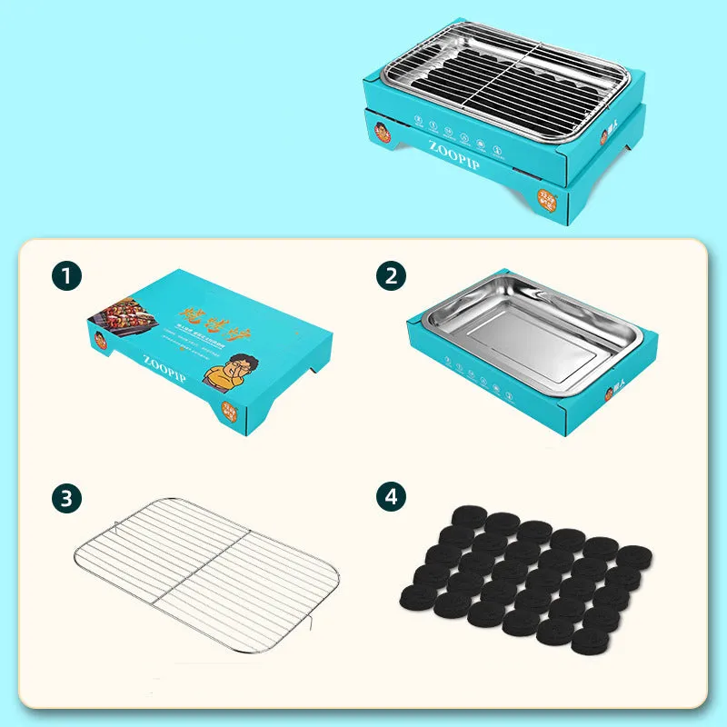 ZOOPIP BBQ grill, household outdoor portable carbon grill, barbecue grill, outdoor barbecue tool, small barbecue grill