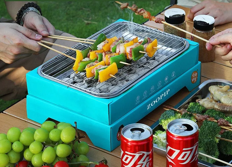 ZOOPIP BBQ grill, household outdoor portable carbon grill, barbecue grill, outdoor barbecue tool, small barbecue grill