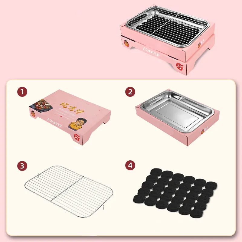 ZOOPIP BBQ grill, household outdoor portable carbon grill, barbecue grill, outdoor barbecue tool, small barbecue grill